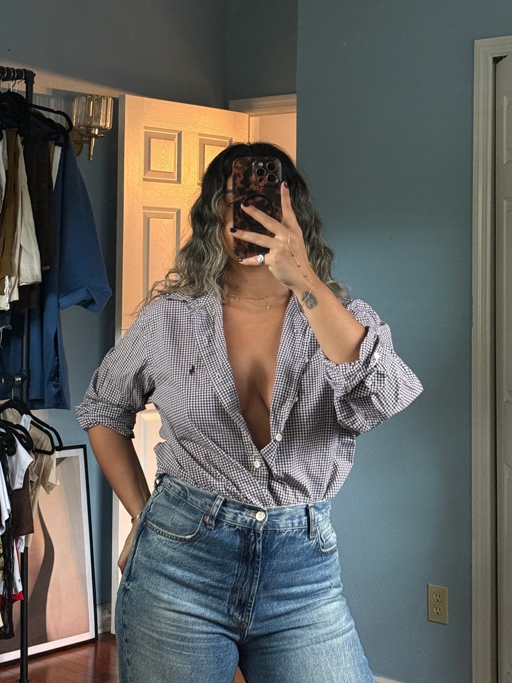 vintage ralph lauren brown gingham button up